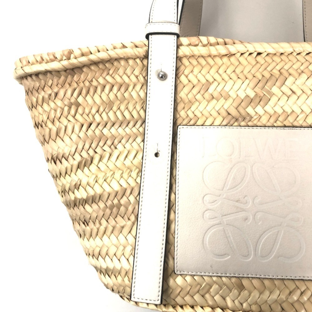Loewe Shoulder Bag Basket Medium Anagram A223S92X01 Calfskin Palm Leaf White ... - Picture 7 of 12